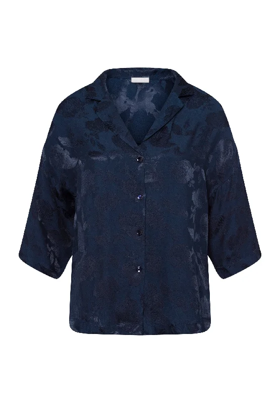 Valene Notch Collar Shirt | Blueberry Flowers 74958-2394Cashmere Shirts