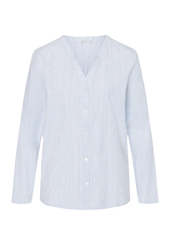 Sleep And Lounge Cotton Notch Collar Shirt | Dreamy Stripe 77457-2369Travel Shirts