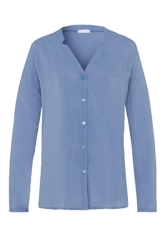 Sleep And Lounge Button Front Shirt | Soft Blue 77611-1530Polka Dot Shirts