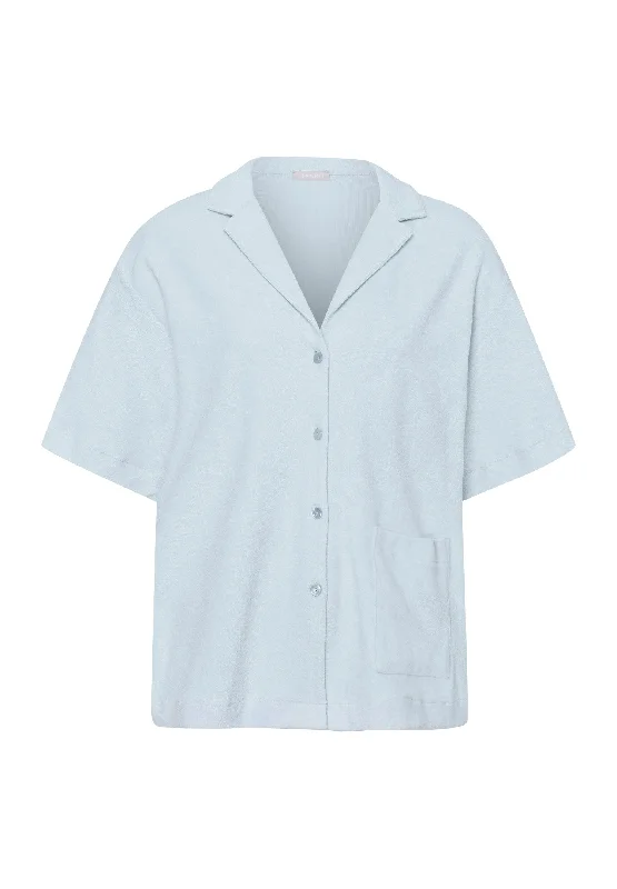 Sleep And Lounge Notch Collar Cotton Shirt | Misty Blue 77720-2518Cultural Shirts