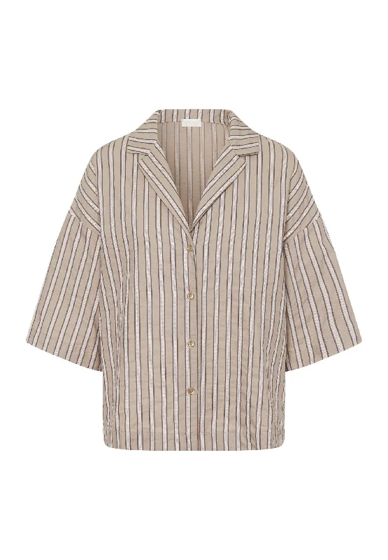 Urban Casuals Notch Collar Shirt | Earthy Stripe 78708-2370Leather-Paneled Shirts