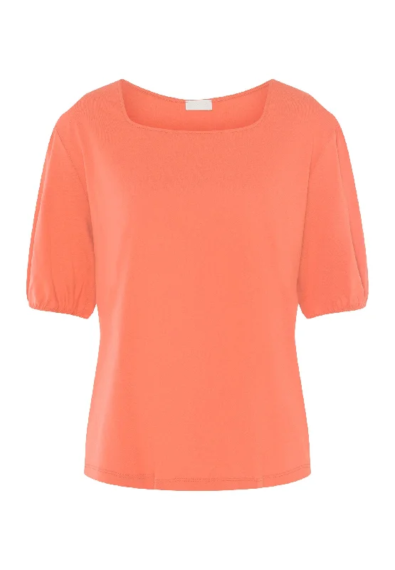 Natural Shirt Organic Cotton Square Neck Top | Apricot Brandy 78807-2294Ribbed Cuff Shirts