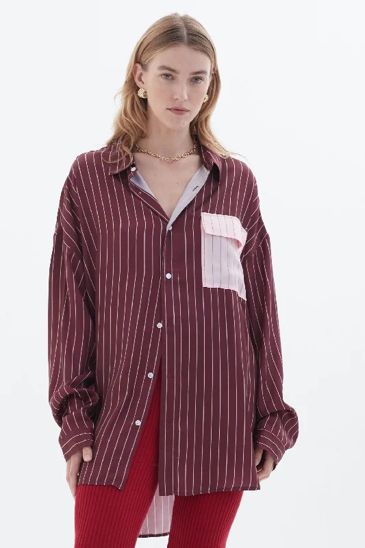 BLANCA Womens Felicia Shirt Burgundy / PinkFringed Shirts