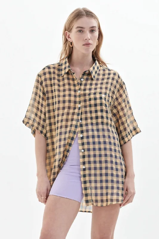 BLANCA Womens Veronica Check Shirt Navy & YellowEmbellished Shirts