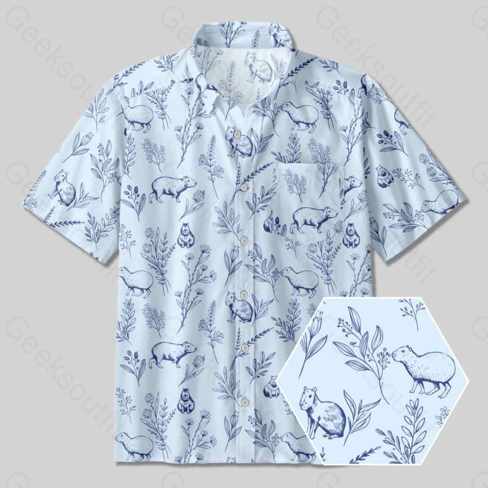 Capybara Button Up Pocket ShirtAsymmetrical Shirts