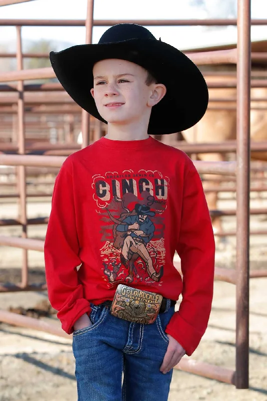 Cinch Boy's Long Sleeve Red Tee ShirtRainproof Shirts