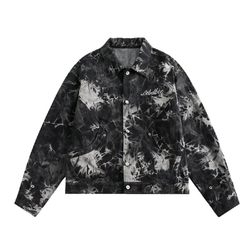 Retro JacketsClassic Snowflake Tie Dye Denim Jacket