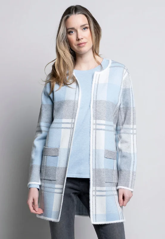 Rainproof JacketsCollarless Plaid Cardigan