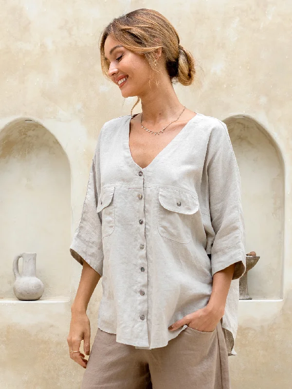 Dune French Linen Shirt AlmondDesigner Shirts