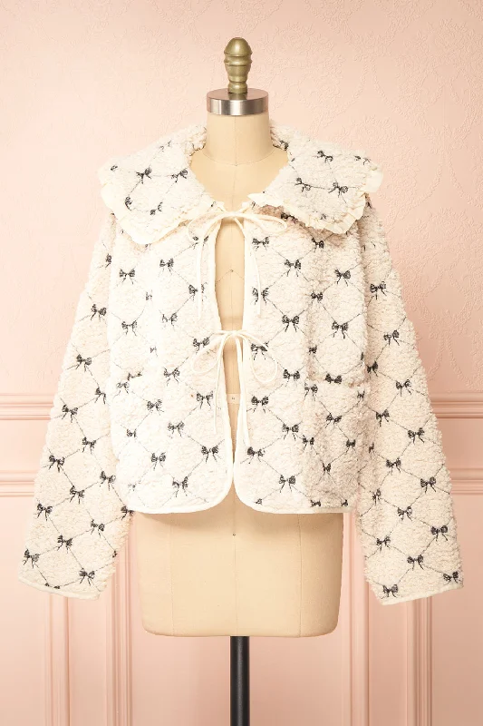 Pocketed JacketsHeira | Ivory Sherpa Jacket w/ Peter Pan Collar