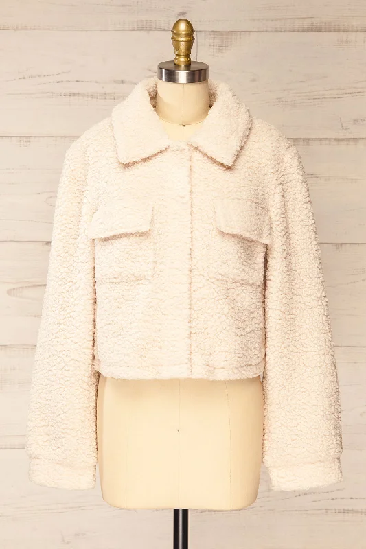 Winter JacketsHualpen | Boxy Ivory Sherpa Jacket