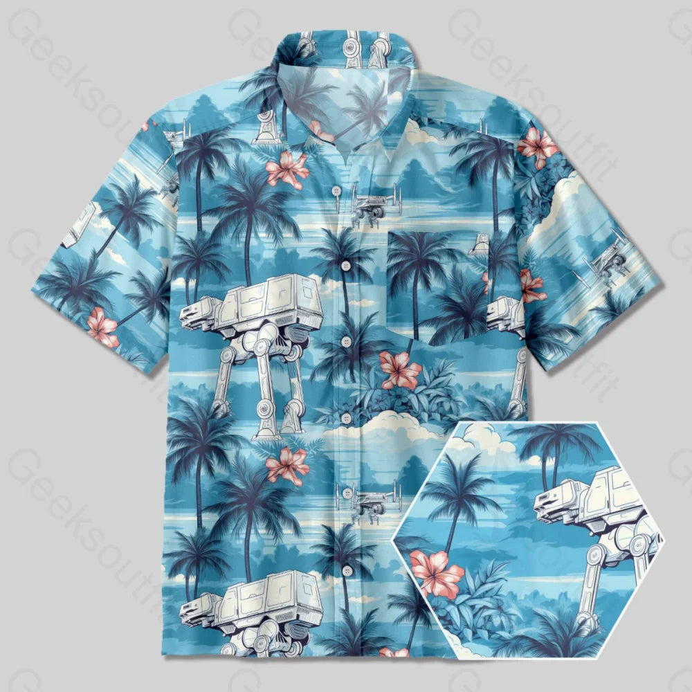 Imperial Walker Blue Hawaiian Beach Button Up Pocket ShirtButton-Up Shirts