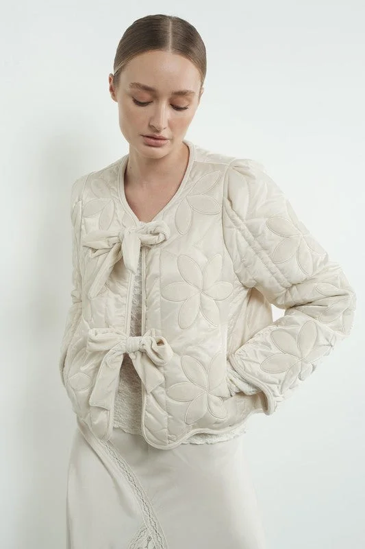 Fringed JacketsWaitlist 11/20 ♥ Lana Long Sleeve Velvet Floral Patchwork Quilted Jacket Cream