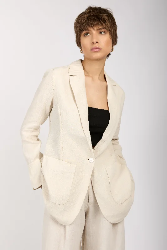 Rainproof JacketsLinen Blazer Jacket in Sand