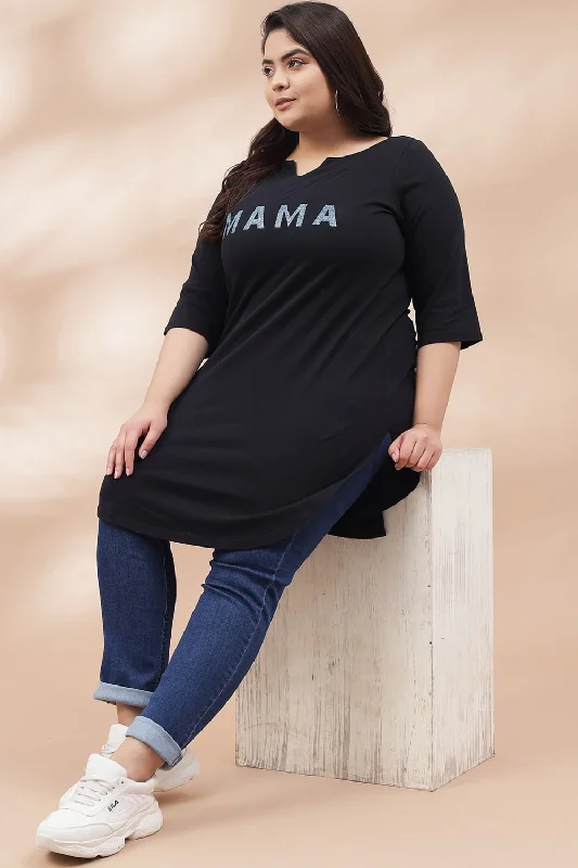 Mama Black Longline TshirtStudded Shirts