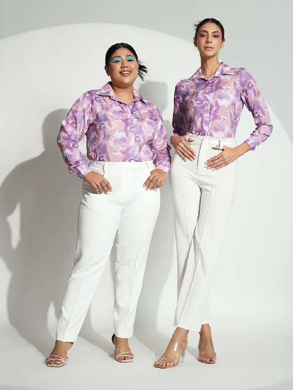 Marble Printed  Shirt - LavenderBamboo Shirts