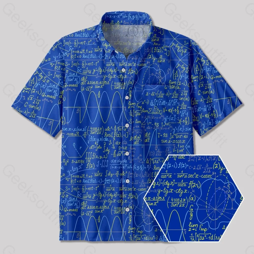 Math Function Curve Button Up Pocket ShirtVelvet Shirts