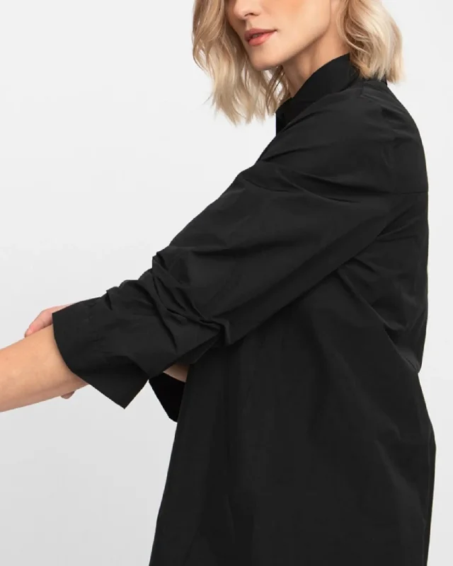 Ozai N Ku Taffeta Scrunch Sleeve Shirt, BlackMesh Shirts