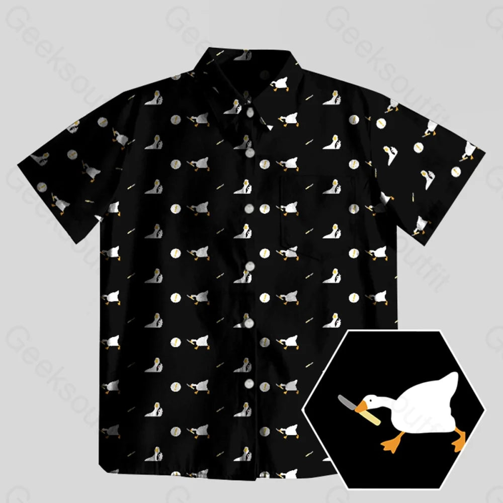 Peace Was Never An Option Goose Black Button Up Pocket ShirtHip-Hop Shirts