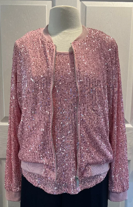 Streetwear JacketsPink Sequin Bomber Jacket