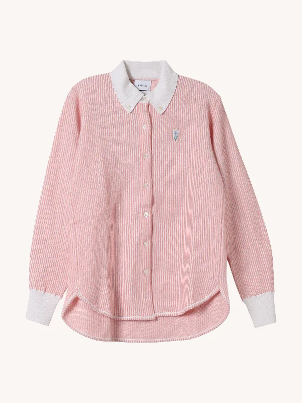 Pink & White Stripe OvershirtRayon Shirts