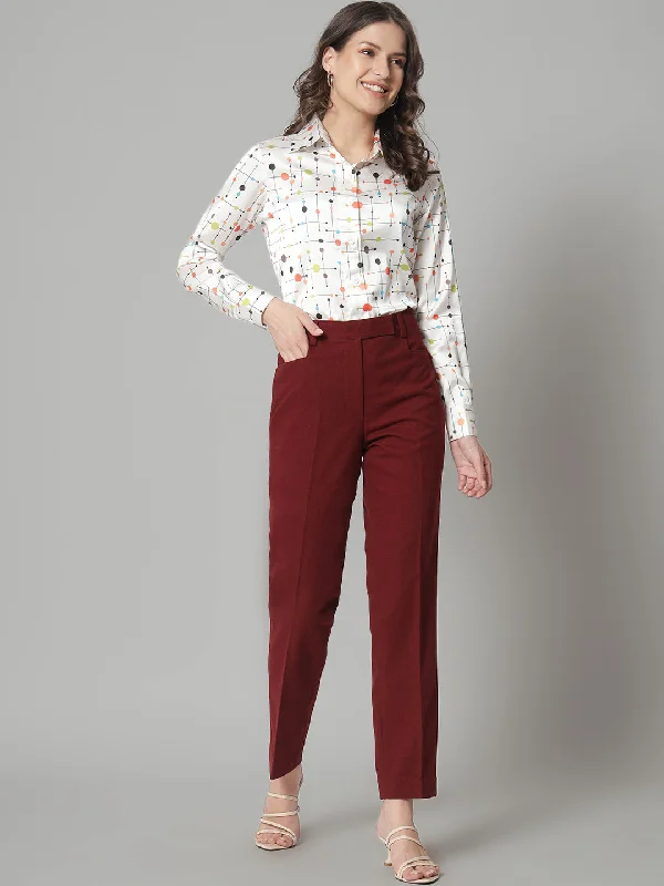 Printed Collared Shirt- WhiteUrban Shirts