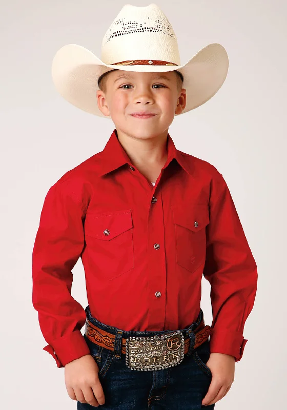 Roper Boys Kids Red 100% Cotton Snap L/S Western ShirtSatin Shirts