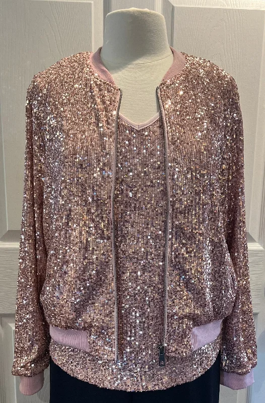 Windproof JacketsRose Gold Sequin Bomber Jacket