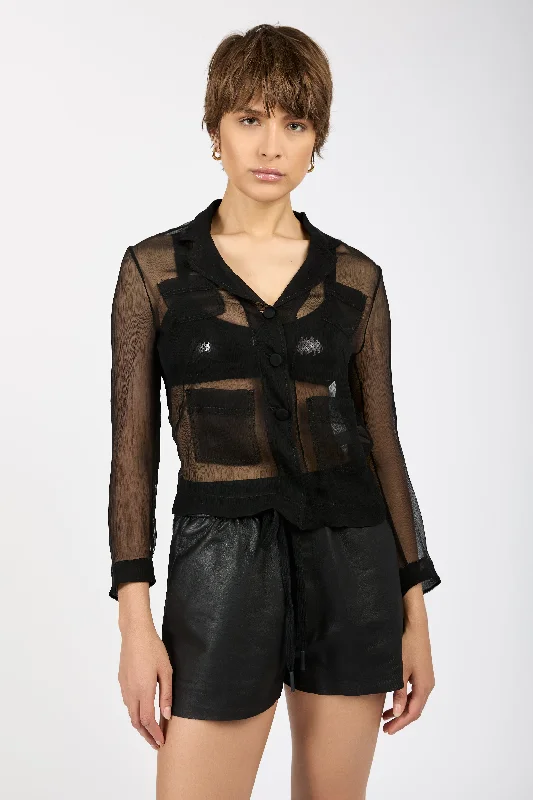 Collaborative JacketsSheer Silk Blazer Top in Black