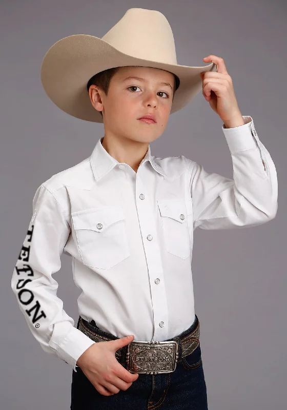 Stetson Boys White 100% Cotton Logo Wear L/S ShirtTunic Shirts