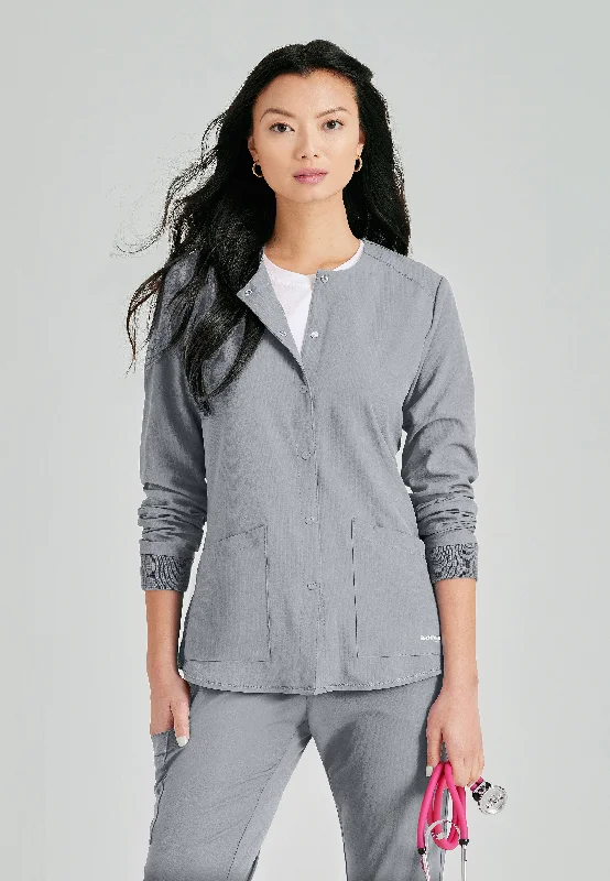 Lace-Up JacketsStabilty 2-Pocket Crewneck Snap-Front Scrub Jacket