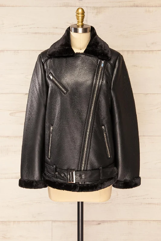 BlazersTsabong | Black Faux Leather Coat