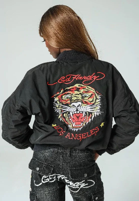 Nylon JacketsWomens La-Tiger-Roar Bomber Jacket - Black