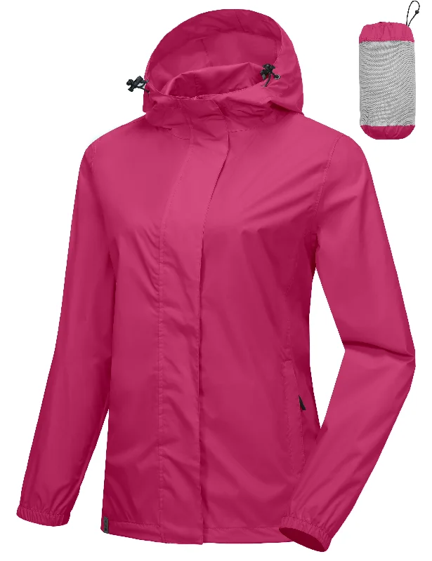 Pocketed JacketsWomen's Shell Waterproof Hooded Rain Jacket