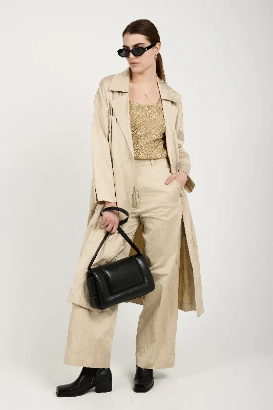 Beaded JacketsWoven Trench Coat in Beige