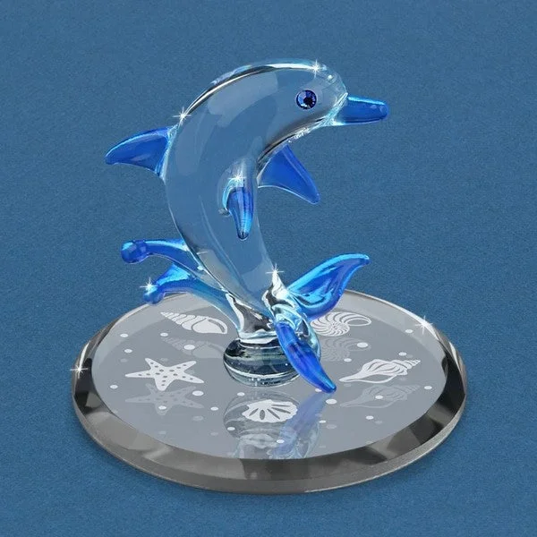 Dolphin Frolic Under the Waves Glass Figurine