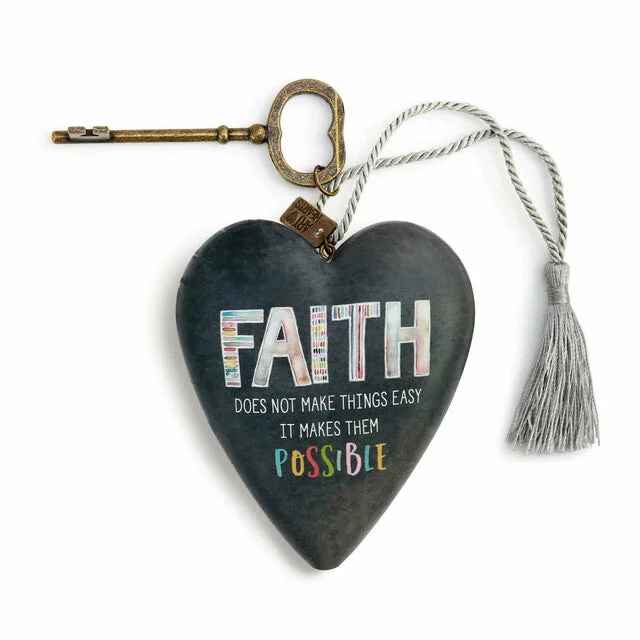 Faith Makes Them Possible Art Heart with Key