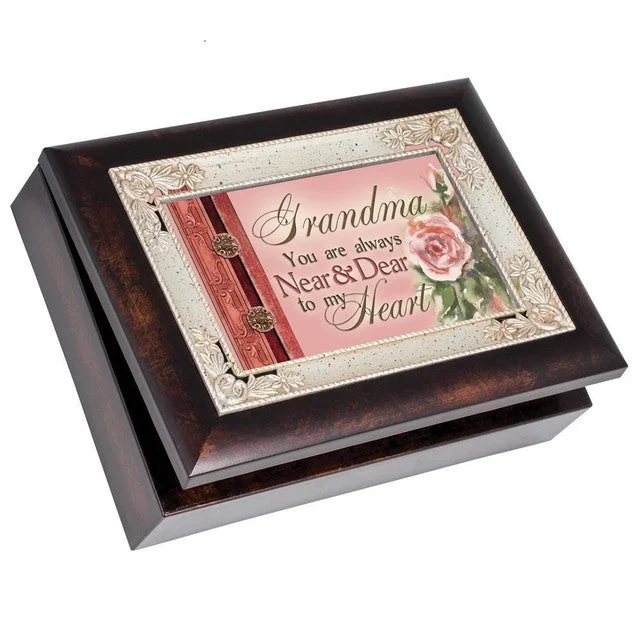 Grandma Always Near and Dear to My Heart Traditional Music Jewelry Keepsake Box