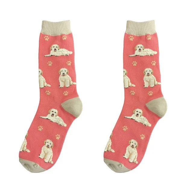 Peach Goldendoodle Dog Happy Tails Socks