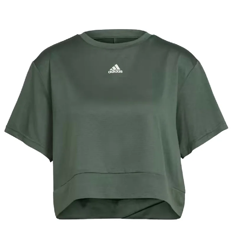 Button-Up T-Shirtsadidas - Women's Aeroready Studio Loose Crop T-Shirt (HM8718)