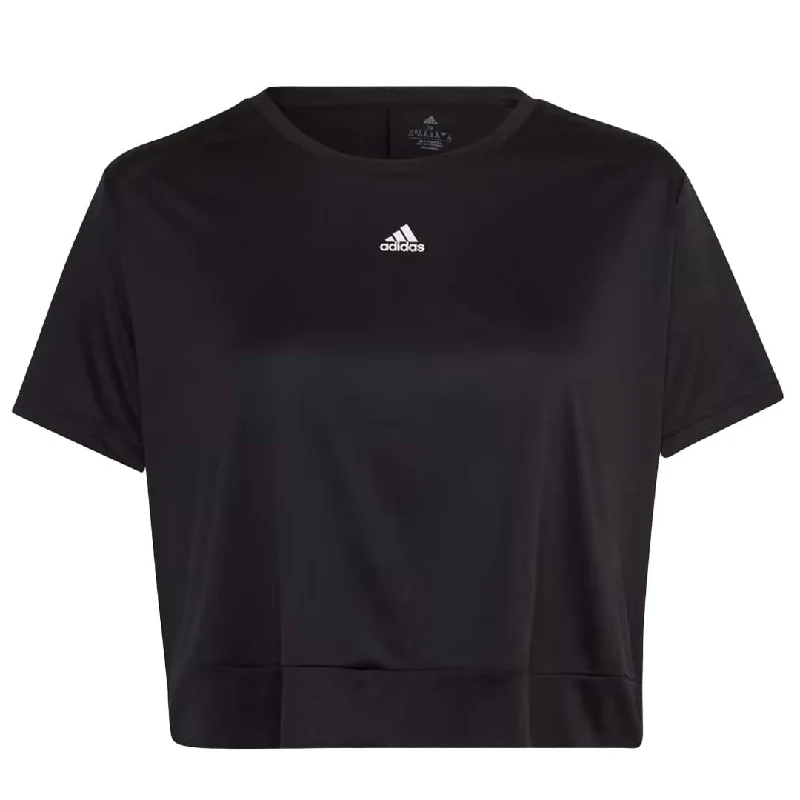 Embroidered T-Shirtsadidas - Women's Aeroready Studio Loose Crop T-Shirt (Plus Size) (HI5984)