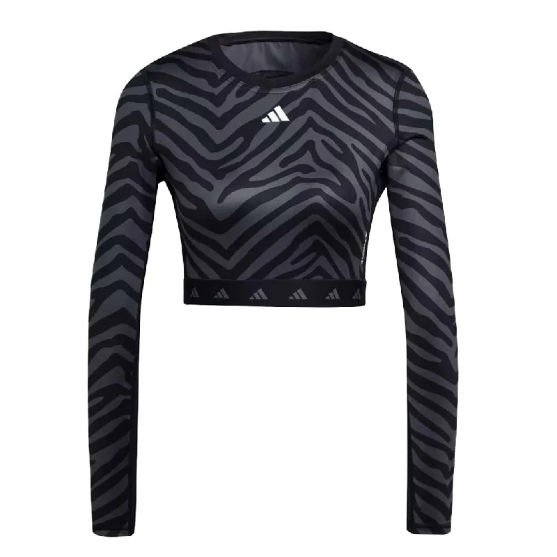 Festival T-Shirtsadidas - Women's Techfit Crop Long Sleeve Zebra T-Shirt (IB3609)