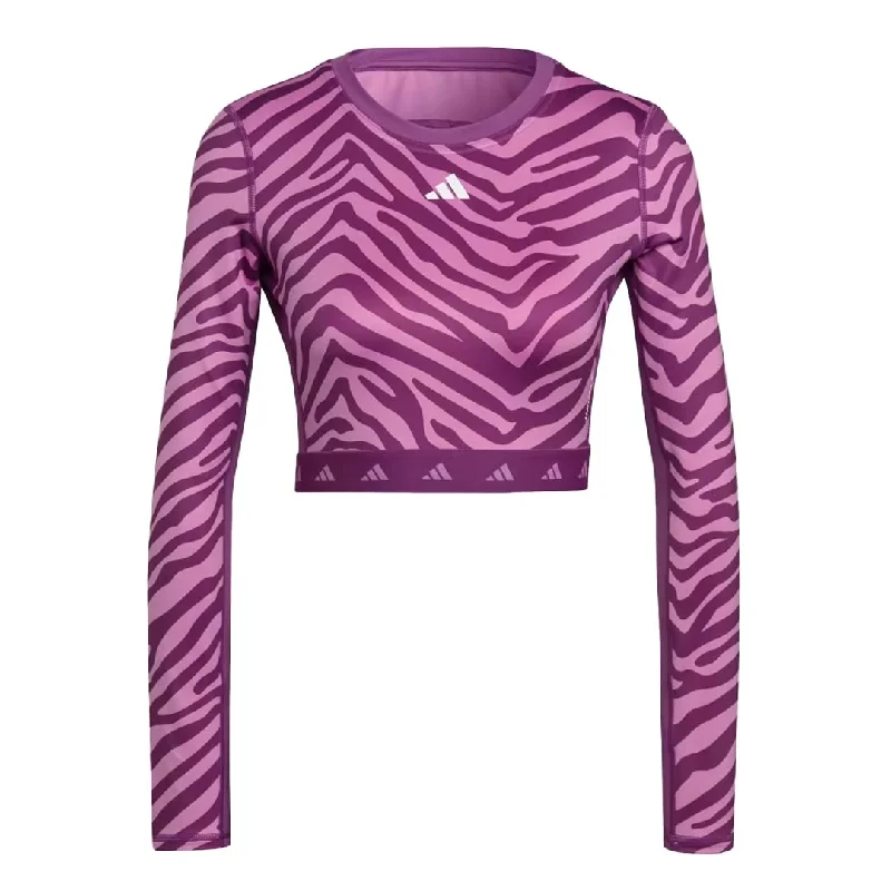 Skateboard T-Shirtsadidas - Women's Techfit Crop Long Sleeve Zebra T-Shirt (IB3610)