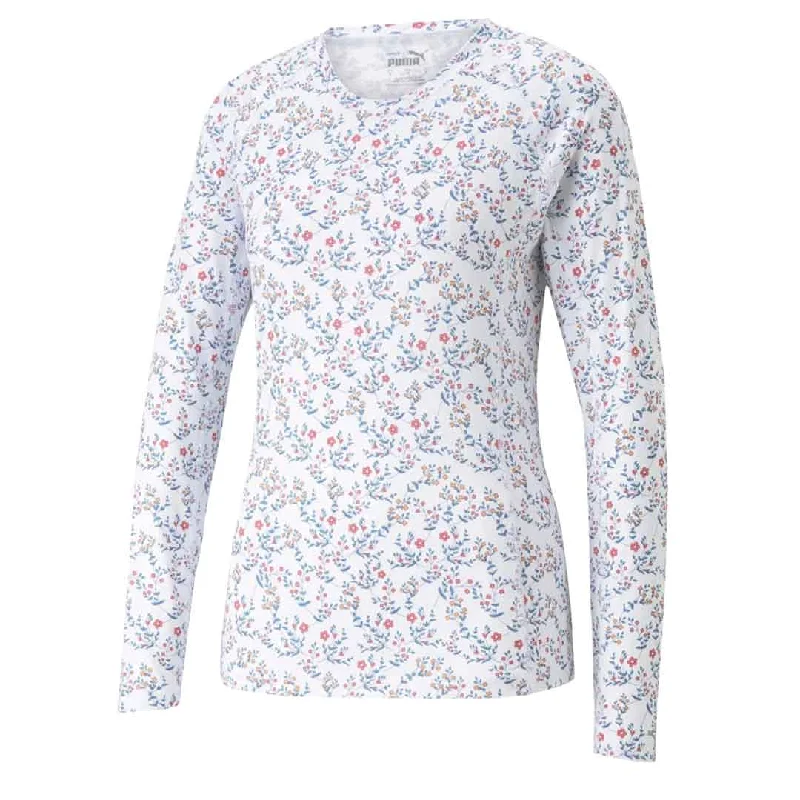 Lace-Up T-ShirtsPuma - Women's YouV Micro Floral Long Sleeve T-Shirt (539033 01)