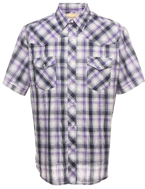 Compression T-ShirtsWrangler Checked Lilac Western Shirt - XL