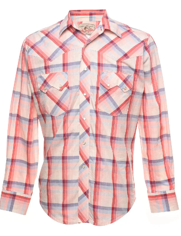 Streetwear T-ShirtsWrangler Checked Red & Blue Western Shirt - S