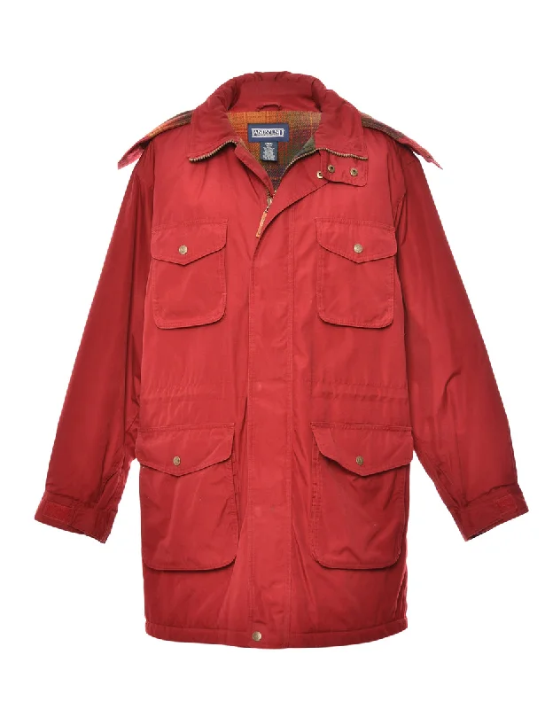 Pocket T-ShirtsZip Front Red Coat - M