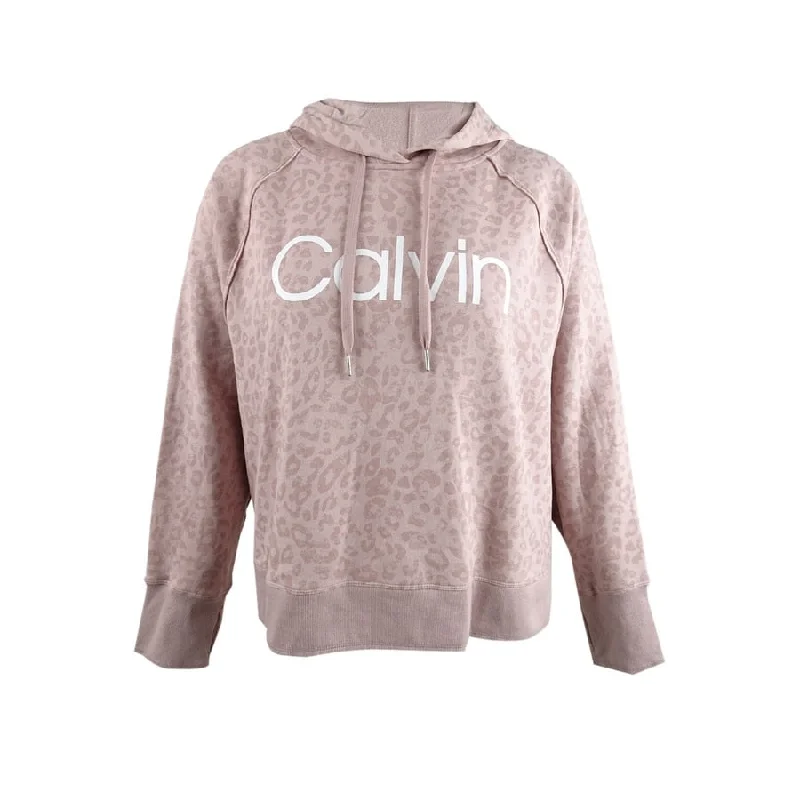 Artist HoodiesCalvin Klein Women's Plus Animal Print Hooded Sweatshirt Pink Size 3X