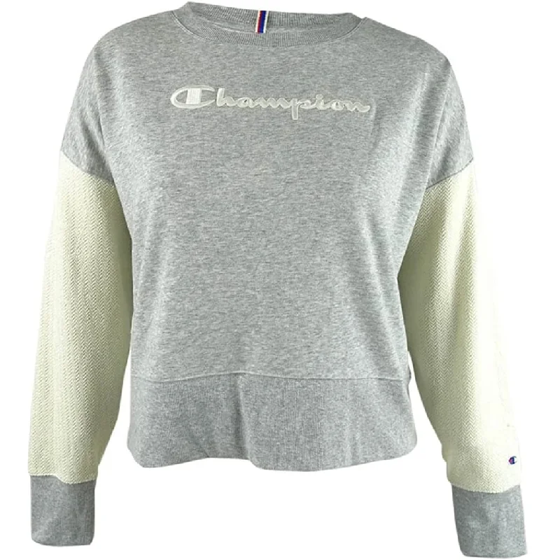 Kangaroo Pocket SweatshirtsChampion Women's Heritage Cotton Mixed-Texture Sweatshirt Oxford Grey Size XS