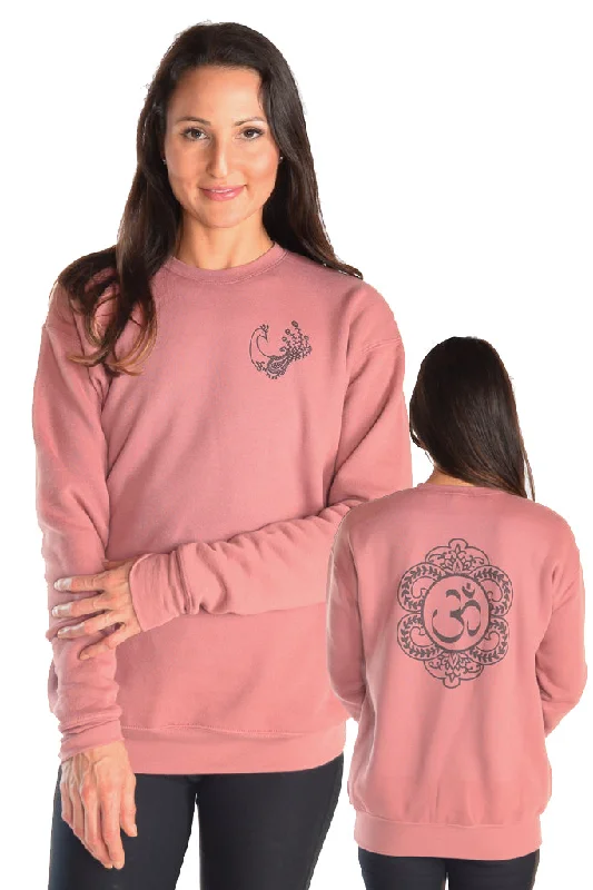 Punk SweatshirtsDrop Shoulder Fleece Sweatshirt with Henna Peacock